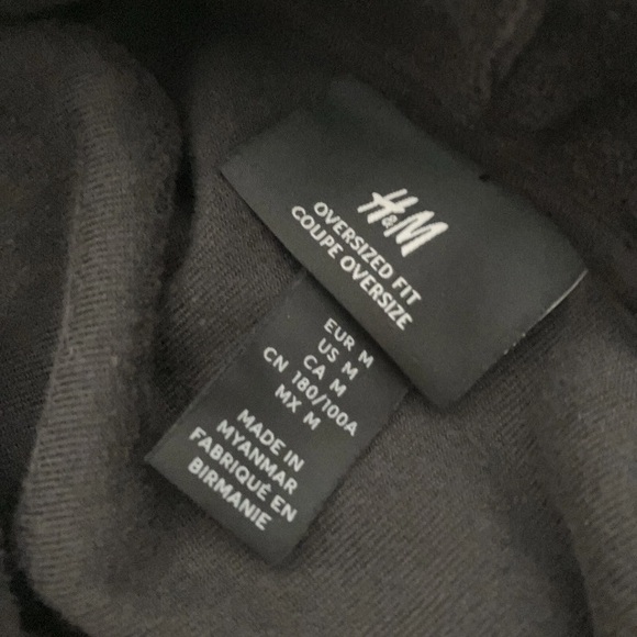 H&M Black Oversized Thick Velour Hoodie Drop Shoulder Kangaroo Winter Cozy Top M - Picture 5 of 7